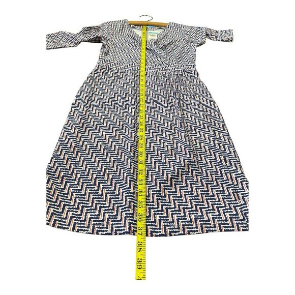 J. McLaughlin Red Navy White Chevron Pattern Dress Cinched Waist Stretchy Office - Picture 5 of 9